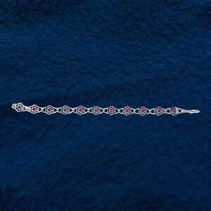 Vintage Avon 1974 'Rosegay' Floral Bracelet in Silver/Pink